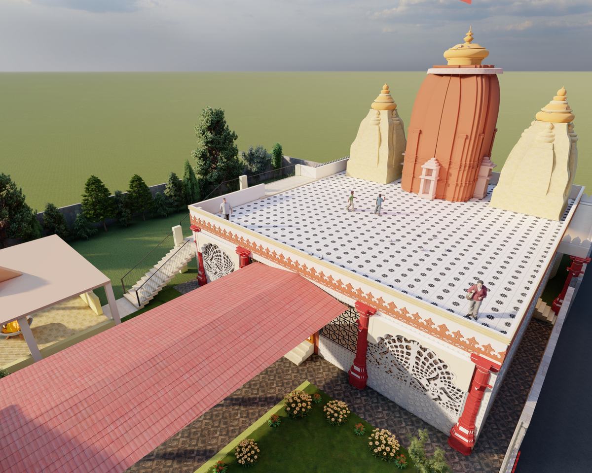 Shiv Mandir — elevated three-quarter view