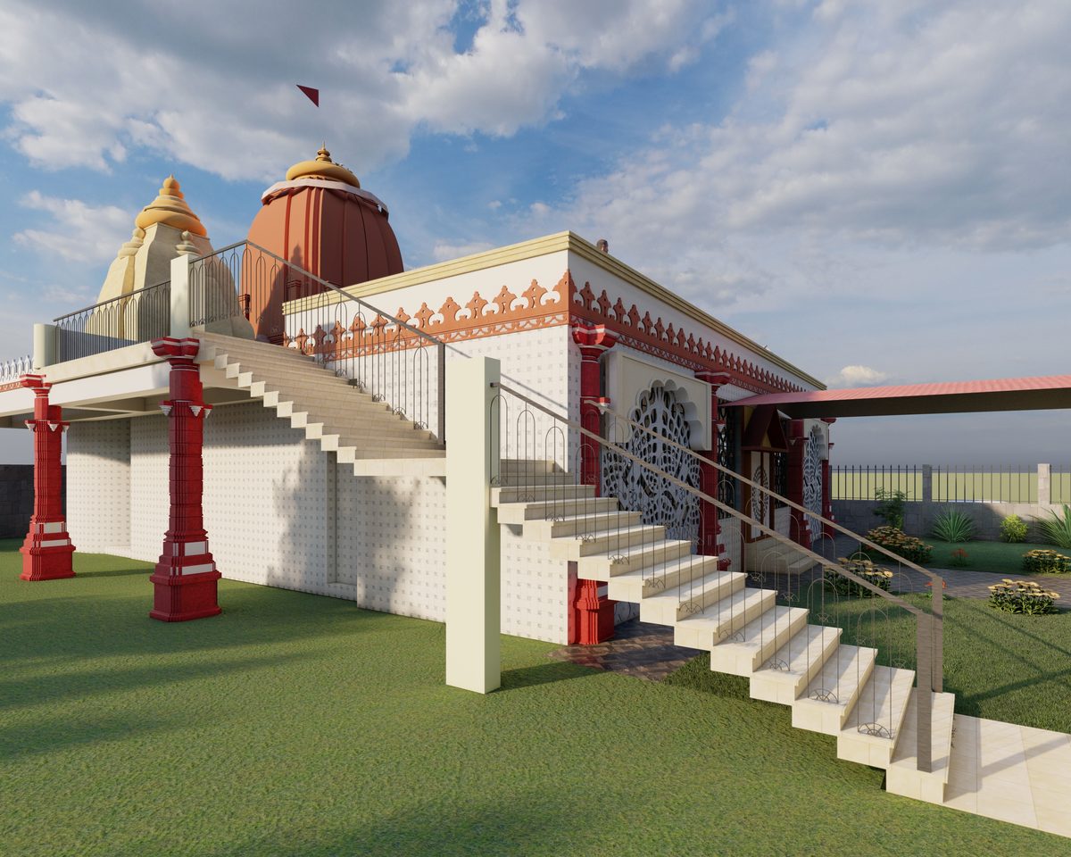 Shiv Mandir — ceremonial staircase approach