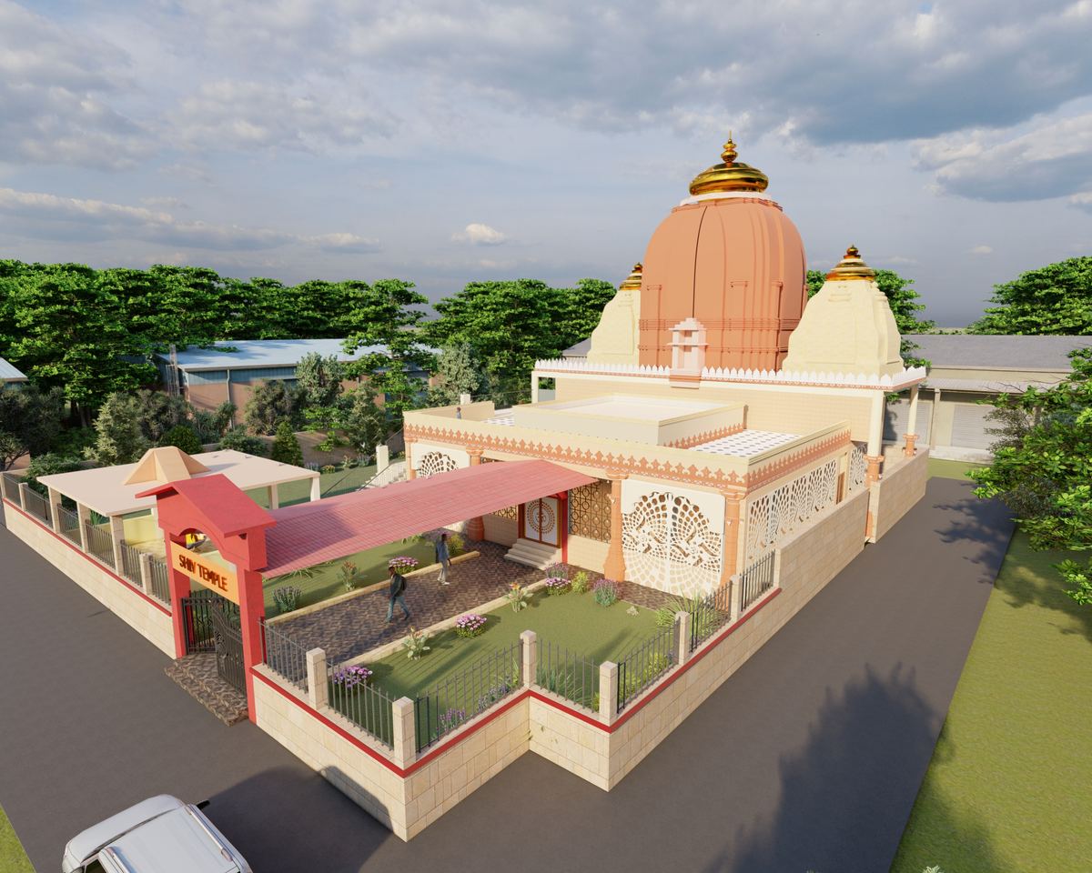 Shiv Mandir — garden view of the full complex